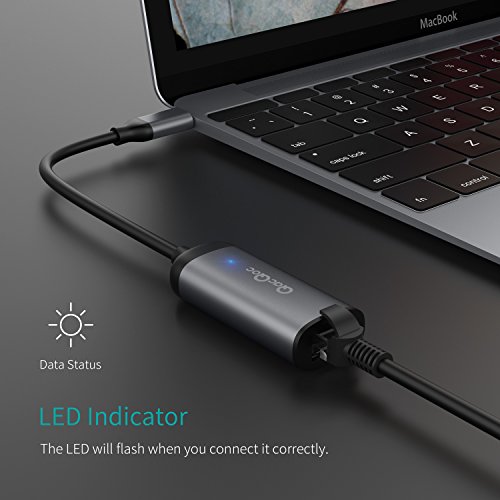EgoIggo USB C Ethernet Adaptador GM40L USB C a Gigabit Ethernet Aluminio Tipo C a RJ45 10 100 1000 bit para MacBook Pro 2017 2016  Google ChromeBook Pixel
