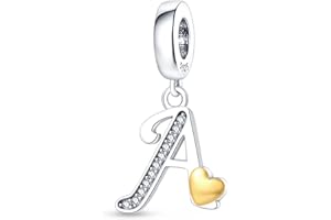 Pandach A-Z Abalorios Colgantes de Alfabeto Cuentas Plata de Ley 925 con Circonita cúbica Transparente Compatible con Pulsera Pandora & Europeo, Charms de Letra para Mujer Niña