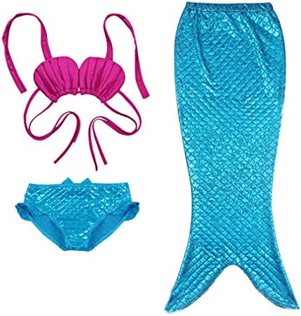 FAIRYRAIN 3pcs Childs Kids Girl Mermaid Tail Costume Sea-Maid Swimwear Swimsuit Multiple Colours Bikini Set