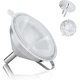 Jooheli 5 Zoll Trichter aus Edelstahl und 300 Mesh Filter+1 Abnehmbarem Sieb, Trichter mit Henkel für die Übertragung von flü