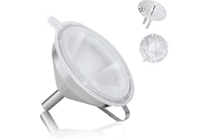Jooheli Entonnoir en Acier Inoxydable, Entonnoir en Acier Inoxydable de 5 Pouces et Filtre à 300 Mailles+Petit Filtre Amovible, Pour Le Transfert des Ingrédients Liquides