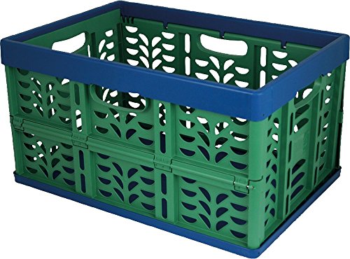 Gies 7074 EcoLine Klappbox circa 32 L mit vernickelten Stahlstiften, Plastik, grün / blau, 475 x 320 x 65 cm