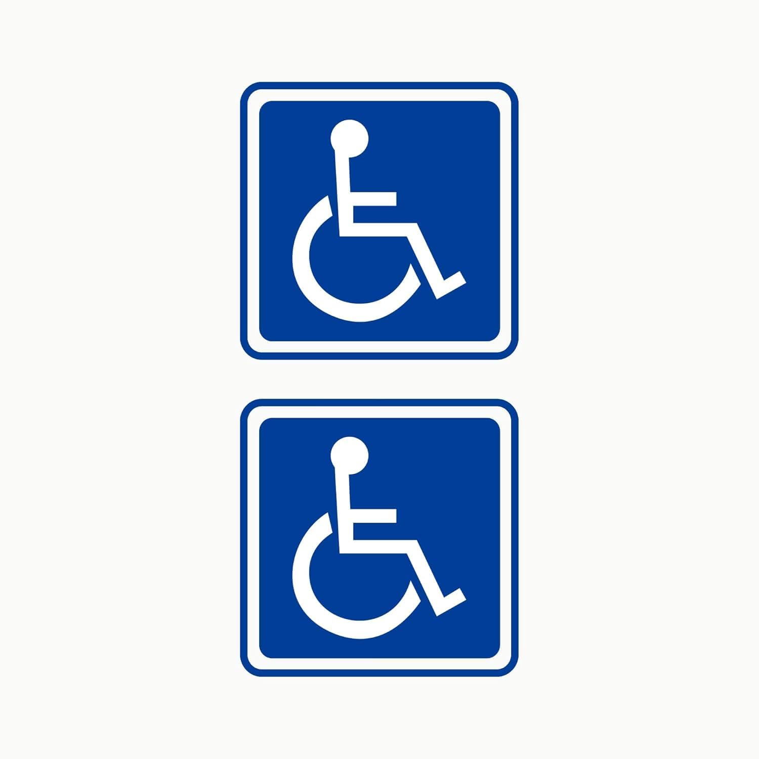 Autodomy Pegatinas Discapacitado Minusvalido Pack 2 Unidades | Adhesivo Minusvalido Coche Furgoneta Camión 10x10 cm (Uso externo)