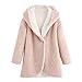 Produktbild TianWlio Damen Strickjacken Mode Damen Winter Gebogener Saum Longline Kunstpelz Sherpa Fleece Hoodie Mantel