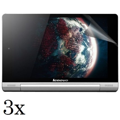 3x Displayschutzfolie für Lenovo Yoga Tablet 10 WiFi + 3G B8000 – Folie Kristallklar in bester Qualität inkl. 3x Mikrofasertuch von Saxonia - 2