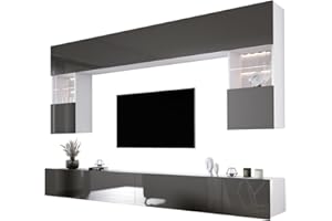 ‎3E 3XE LIVING.COM 3E 3xE living.com Living Room Wall Unit Matt / Grey Gloss Media Wall Design Modern MDF High Gloss Living Room Furniture Living Room