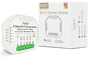 MOES Inteligentne WiFi Bezprzewodowy Ściemniacz Lumiere DIY Alexa, Rozmiar MiNi, Smart Life Tuya pilot zdalnego sterowania, kompatybilny z Google Home Alexa, 2 Gang