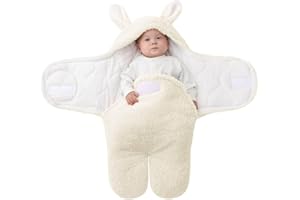 TURMIN Couverture D'Emmaillotage pour Bébé Unisexe, 2.0 Tog Sac de Couchage Hiver Naissance Gigoteuse en Epais e à Jambes Séparés Nouveau Né Nid d'ange-Blanche-9M(3-6 Mois)