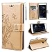 Produktbild SMART LEGEND Lederhülle für Huawei P10 Lite Ledertasche Hülle Gold Drucken Weinstock und Schmetterling Muster Schutzhülle Premium PU Leder mit Handschlaufe Flip Case Protective Cover Innere Weiche Silikon Bookcase Handy Tasche Schale mit Kartenfächer Magnetverschluß Standfunktion Etui