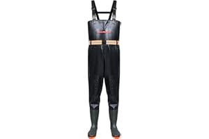 ENEN Fishing Waders for Men Women 36-46 with Boots, Lightweight Waterproof PVC Bootfoot Thigh Wader with Adjustable Suspenders for Fly Coarse Carp Fishing Gardening