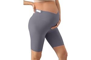 GroYolan Maternidad Pantalones Cortos,Leggings Premamá Cortos Embarazo,Ajustable Ropa Premamá Verano Mujer,Premamá Leggins Pantalones Cortos sobre el Vientre,Cintura Alta para hogar,Yoga,Deporte