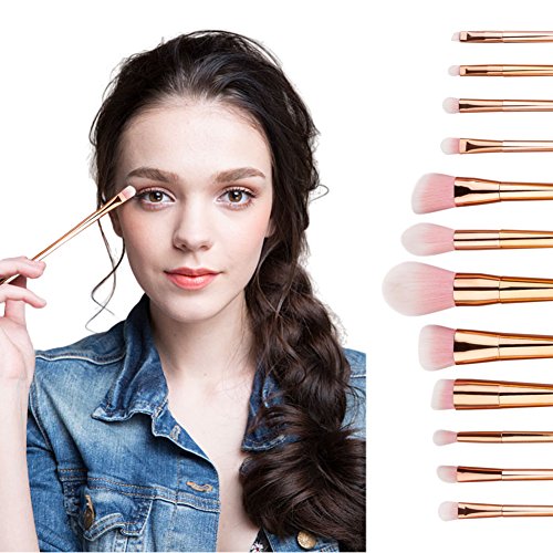 Oshide 12 Stück Make up Pinsel Set einschließlich Foundation Puder Bürste Lidschatten Eyeshadow Blush Lippe Kosmetik Pinsel Werkzeuge – Rose Gold - 4