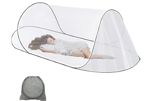 AUROBEST 200 x 80 x 56cm Zanzariera Pieghevole, Tenda Campeggio Pop-Up Portatile, Zanzariera per Letto Singolo, Rete Anti Zanzare Ultraleggero per Uso Interno & Esterno, Famiglia, Viaggio (Bianco)