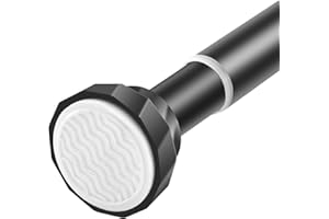 TUTJEN Shower Curtain Pole,Adjustable Shower Pole Spring Tension 72-140cm, Matte Black Shower Curtain Pole No Drilling,Shower Rod Rust Proof for Bathroom