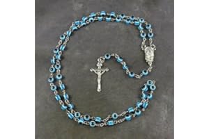 AWIAUB R Heaven Helle Blaue Augen Harz Rosenkranz Perlen 51cm Länge Silber Kette