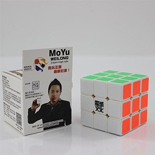New MoYu WeiLong V2 Magic Cube WeiLong Plus 3x3x3 Speed Puzzle Cube smooth turning Cube Toy Magic Cube + One Cube Bag (White)