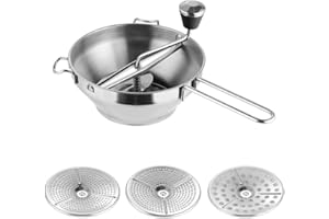 Yjijaiifd Steel Vegetable Fruits Grinder Tool Puree Maker Silver Pressing Mashing for Pumpkin,Food Mill