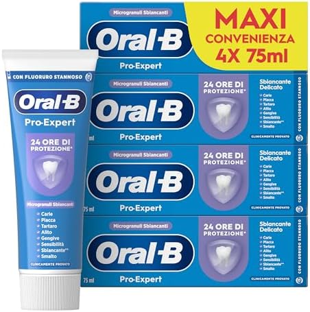 Oral-b Dentifricio Pro-expert Sbiancante Delicato Sapore Menta Verde, 4 Dentifrici, Pulizia Denti Efficaci,confezione 4x75ml Maxi Convenienza
