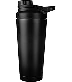 Ice Shaker Bottiglia shaker isolata in acciaio inox, 1020 ml, nera, fredda per oltre 30 ore, tazza termica con agitatore a vite, bottiglia inodore per frullati proteici, acqua, frullati, cocktail