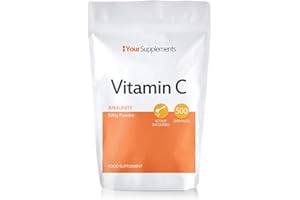 YOURSUPPLEMENTS Vitamin C Powder 500g - Ascorbic Acid | 100% Pure British Pharmaceutical Grade | Non-GMO | Scoop Included