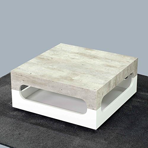 Double Game Table in Chipboard Melamine White Finish and Concrete.Si Puo 'Turn Upside Down Today I Do Concrete Finish, Tomorrow Table White.