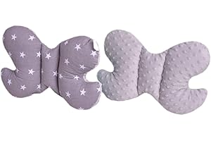 MEDI PARTNERS Medi Partner Oreiller pour bébé Papillon 100% coton en peluche Minky pour enfant soutien du cou pour voiture poussette voyage sommeil oreiller cervical rouleau de répétition