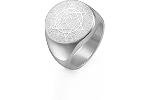 Amaxer Talismán Sello Salomón Signet Anillo para Hombres 12 Constelación Hexagrama Seis Puntas Estrella Protección Amuleto Anillos