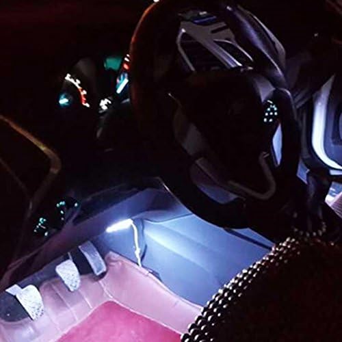 Car LED Strip Lights Interior, 4pcs DC 12V Multicolor Car Interior Music Light LED Underdash Lighting Kit with Sound Active Led and Wireless Remote, Car Charger Included