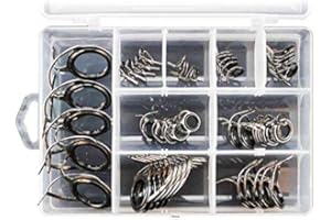 AFLYTEP 40 Pcs/Set Guides de Canne à PêChe Astuce 8 Tailles Kit de RéParation Ligne Anneaux Yeux Anneaux Anneaux en Acier Inoxydable Cadres