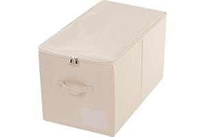 AMONSEN 56 (L) X 32 (B) X 33 (H) cm, Mobile grande con coperchio, Scatole pieghevoli per armadio, Borsa per etichette, Beige