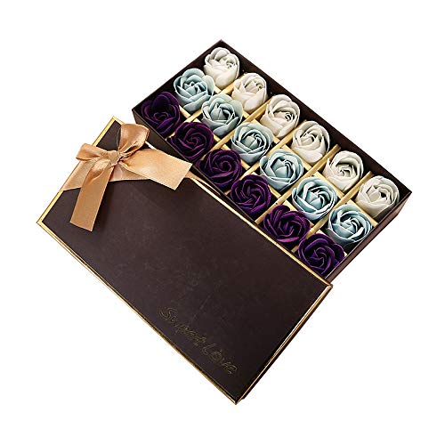 PEPECARE 18Pcs Rose Soap Flower Handmade Rose Perfumado Pétalos de jabón de baño en caja de regalo (C)