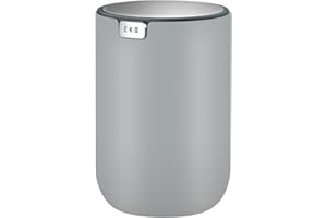EKO Fandy Table Bin, 1.5L Mini Desk Rubbish Bin with Swing-Top Lid, 1.5 Litre Small Table Round Wastebasket for Office, Home, Bathroom, Bedroom, Car(Grey)