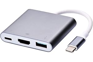 FIOUSY USB C to HDMI Adapter, USB 3.0 Type C to HDMI 4K Multiport AV Converter with USB 3.0 Port Mac HDMI Adapter for MacBook Pro/ S8+/S9+/Projector/Monitor (Grey)