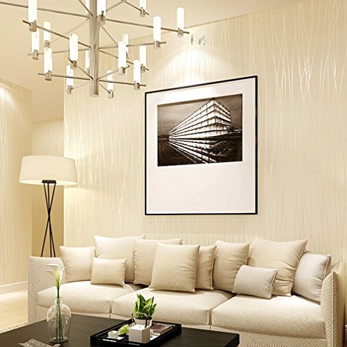 Kinlo 10 x 0.53M Wandtapete 3D-Tapete Vliestapete,3D Relief Tapete Dekoration für TV Wand Wohnzimmer Schlafzimmer und Hotel – Beige - 7
