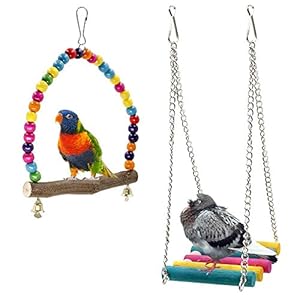 Columpios para pájaros, madera, 2 unidades