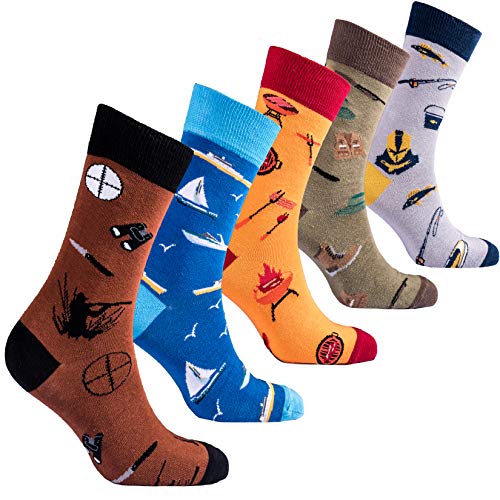 socks n socks-Hombre de 5 pares de lujo Divertido algodón Colorido Guay Vestido Calcetines Caja de regalo