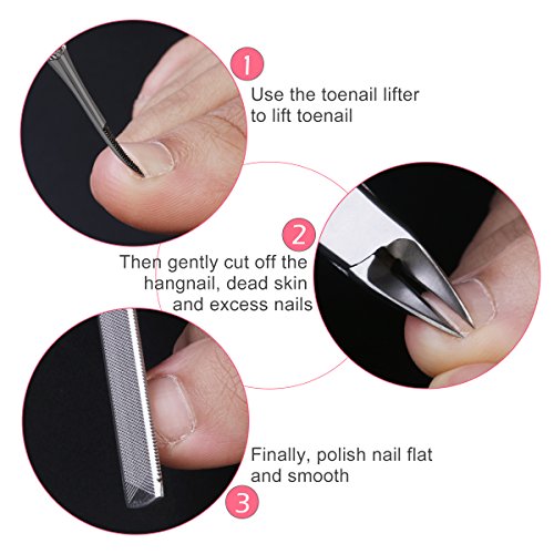 ROSENICE Nagelzange Fußnagel Werkzeuge aus Edelstahl Für Fußnägel und Eingewachsene Zehennägeln 3 teiliges - 2