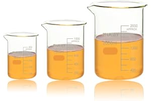ULAB Scientific Glasbecher Set, 3 Größen von Vol. 500 ml, 1000 ml, 2000 ml, 3.3 Borosilikat Griffin, niedrige Form mit gedruckter Skala, UBG1028