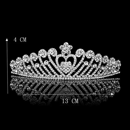 iShine Hochzeit Diadem Brautbrautjungfern Strass Kronen Stirnband Tiara Schließe Haarspange Kopf Schmuck Kronprinzessin - 4