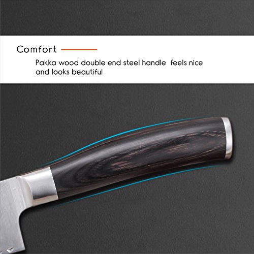 Küchenmesser Professionelle Kochmesser 20cm Allzweckmesser Hochgekohlt Edelstahl Messer Komfort Pakka Holz Griff - 6