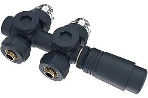 Heilmetz Válvula termostática,Válvula de radiador con termostato válvula para radiadores y secadores de Toallas,Universal para válvulas Cromo angulares y Rectas, G1/2", Antracita