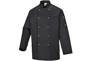 Portwest Suffolk Kochjacke, Größe: XXL, Farbe: Schwarz, C833BKRXXL