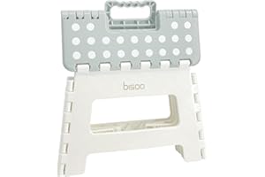 Bisoo Taburete Plegable - 22 cm - Taburete Baño, Cocina, Autocaravana - Escalon Infantil - Taburete Bajo para Niños Plegable y Portatil - Antideslizante, Seguro, Práctico - Soporta 120Kg - Gris Salvia