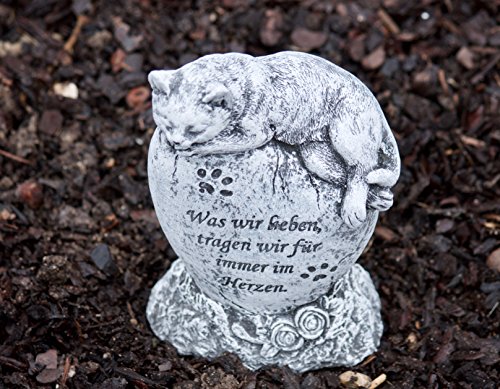 Grabschmuck Katze „Was wir lieben…“, frost- und wetterfest, massiver Steinguss - 8