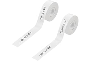 LaluluTek 15mmx4m Waterproof Label Maker Tape - Self-Adhesive Labels for DIY Marking of Name, Price, Shelf Life & Classification. Compatible with Qutie/H11 Printer (2pcs, 15mmx4m)
