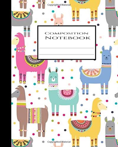 Preisvergleich Produktbild Composition Notebook: White Colourful Lama Alpaca (Composition Notebooks, Band 1)