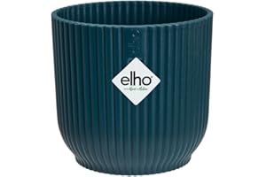 Elho Vibes Fold Round Mini 11 - Macetero por Interior - 100% Plástico Reciclado - Ø 11.1 x H 10.5 cm - Azul/Deep Blue