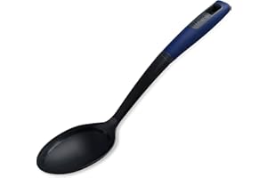 Tasty Everyday Serving Kitchen Spoon with Measurements, Non-Stick Cooking Spoon with Tablespoons Measurements & Soft Grip Handle, Stirring Spoon, Non-Scratch, Colours: Dark Blue, Grey