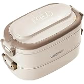 Vagonlife Bento 1140ml Lunchbox 2 Katlı 4 B&ouml;lmeli Mini Kaseli &Ccedil;elik Sefer Tası Yemek Kutusu (Bej)
