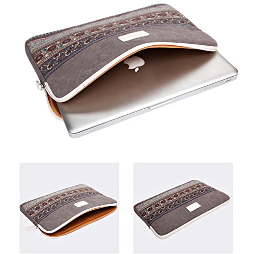 Gaofan Vintage Bohème Stil Canvas-Gewebe Hülle Sleeve Tasche für 15″ -15,6″ Laptop / Notebook Computer / MacBook / MacBook Pro / MacBook Air - 2